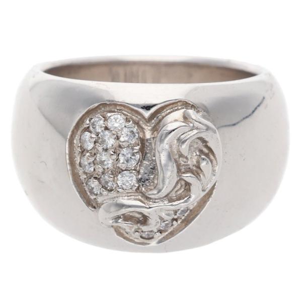 クロムハーツ  18K HEART IN BAND P/D/ハートインバンド PAVEダイヤ/ホワイトゴールドリング メンズ 9号 CHROME HEARTS（クロムハーツ） サイズ:9号 18K HEART IN BAND P D