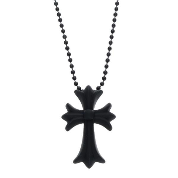 【正規店購入】クロムハーツ ラバー CHクロス ネックレス ブラック 巾着付き CHROME HEARTS（クロムハーツ） ネックレス RUBBER CH CRS SML ラバー