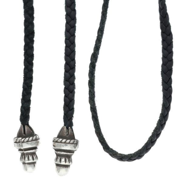 クロムハーツ LEATHER BRAID ボロチップレザーブレード シルバーネックレス 中古 OS06