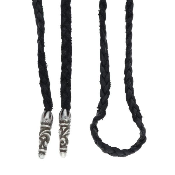 クロムハーツ LEATHER BRAID スクロールレザーブレード シルバーネックレス 中古 GZ11
