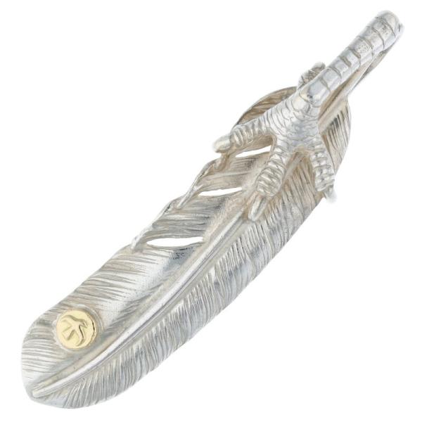 ゴローズ 銀爪特大フェザーk18メタル付き 左向き ネックレストップ 特大 ゴローズ 銀爪特大フェザーk18メタル付き 左向き ネックレストップ