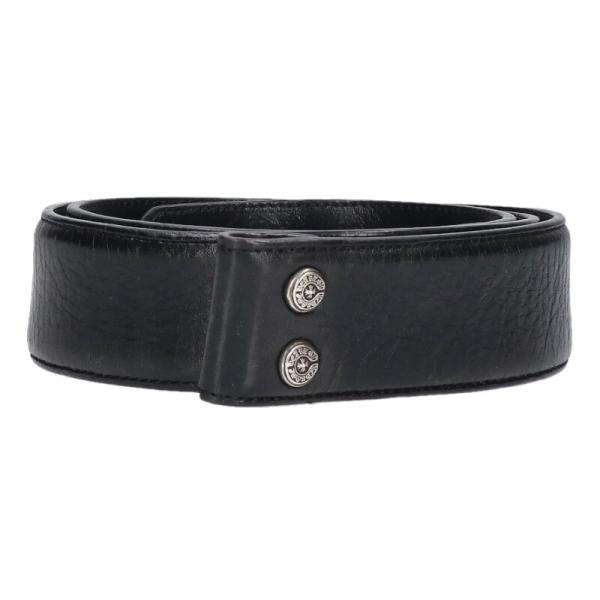 クロムハーツ サイズ:32  1.5 STRAP 1.5inchスクロールレーベルリベッツ レザーベルト 中古 OS06 CHROME HEARTS（クロムハーツ） サイズ:32 1.5 STRAP 1.5inch
