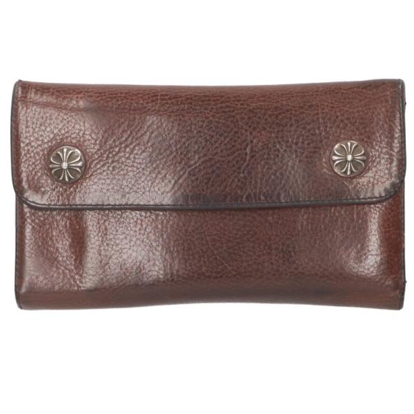 クロムハーツ   WAVE CROSS BALL ウェーブ クロスボールボタンレザーウォレット財布 中古 NO05 CHROME HEARTS（クロムハーツ） 財布 WAVE CROSS BALL ウェーブ クロス
