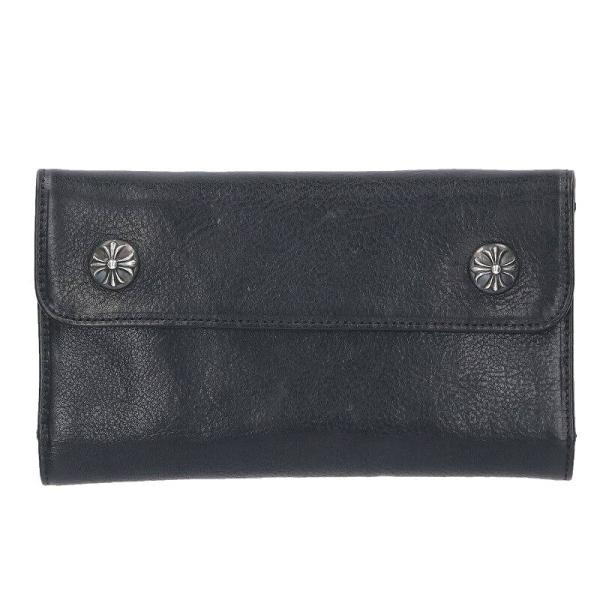 CHROME HEARTS / 財布/レザー/BLK/メンズ/ウェーブキルティングレザーウォレット CHROME HEARTS（クロムハーツ） WAVE CROSS BALL ウェーブ クロス