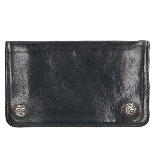 CHROME HEARTS 財布 フローラルボタン レザー ウォレット ブラック CHROME HEARTS（クロムハーツ） 財布 1ZIP フローラルボタンレザー