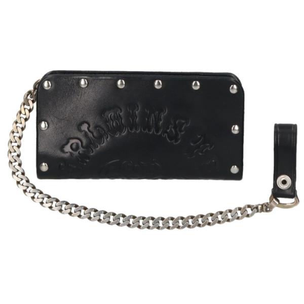 TENDERLOIN テンダーロイン 20SS × HOSANNA ホザーナ BS LONG WALLET ボルネオスカル ウォレットチェーン付き レザー ロング ウォレット 長財布 ブラック系【中古】 TENDERLOIN（テンダーロイン） ホザーナ BS LONG WALLET ボルネオ