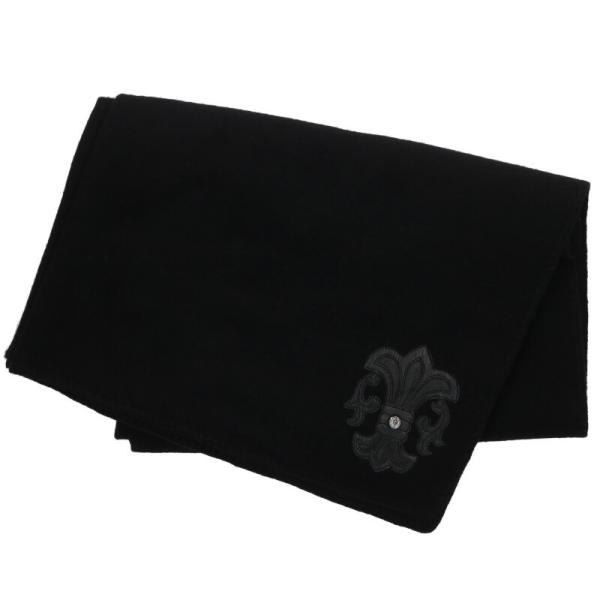 クロムハーツ  フレアパッチ付きカシミアマフラー 中古 SS07 CHROME HEARTS（クロムハーツ） マフラー フレアパッチ付きカシミア