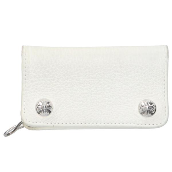 クロムハーツ   SMALL SNGL FLD TIPS スモールシングルフォールド グロメット付きレザーカードケース 中古 SS07 CHROME HEARTS（クロムハーツ） カードケース SMALL SNGL FLD TIPS