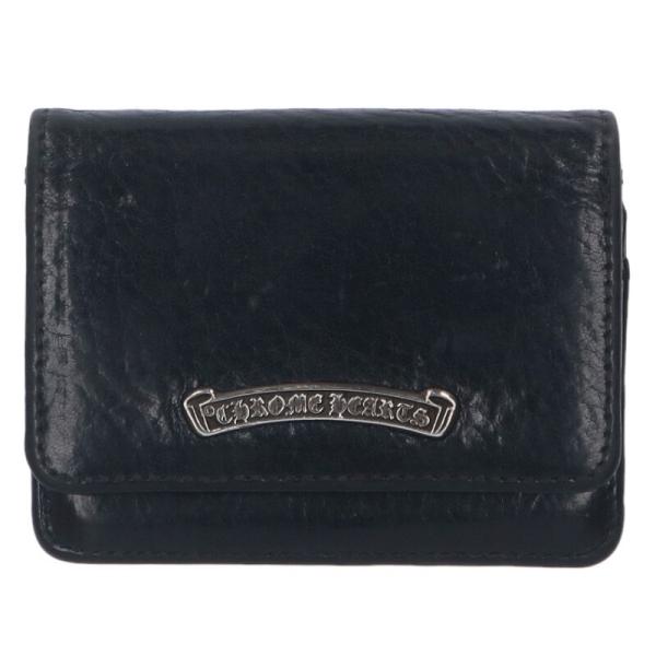 クロムハーツ   CRD CSE3PKTWDV1 アーチロゴプレート3ポケットレザーカードケース 中古 OK15 CHROME HEARTS（クロムハーツ） カードケース CRD CSE3PKTWDV1