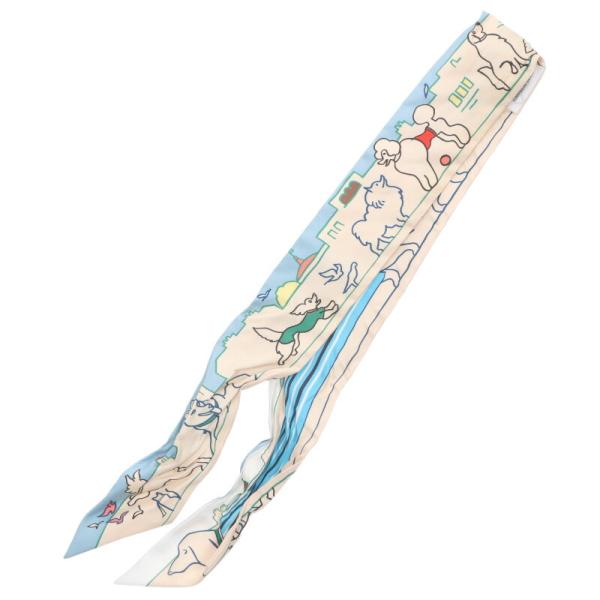 エルメス   ツイリー 総柄シルクスカーフ 中古 GZ14 HERMES（エルメス） スカーフ ツイリー 総柄シルクスカーフ 中古 GZ14