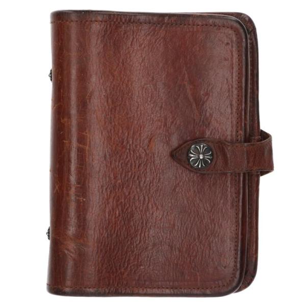 クロムハーツ AGENDA PLAIN アジェンダ クロスボールボタンレザーブックカバー 中古 SS07 CHROME HEARTS（クロムハーツ） AGENDA PLAIN アジェンダ クロスボール