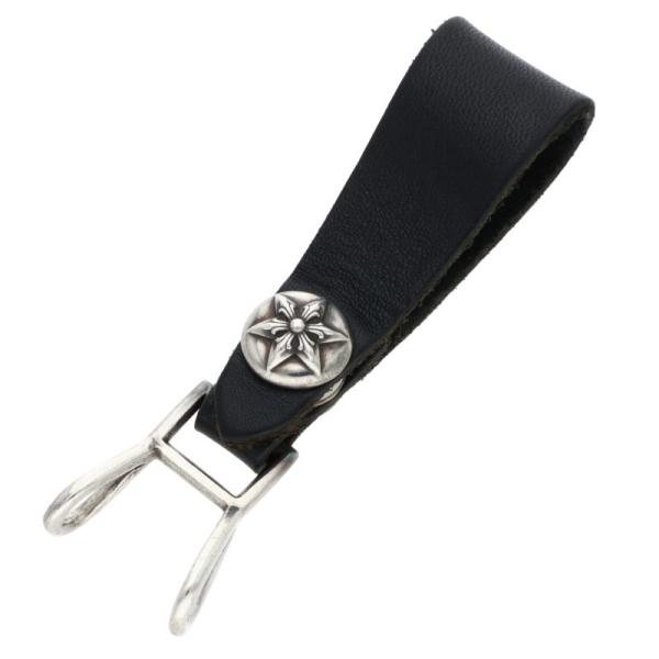 クロムハーツ サイズ:36  スターボールスタッズレクタングルスクロールバックル レザーベルト 中古 SJ02 CHROME HEARTS（クロムハーツ） BELT LOOP スターボールボタンレザー