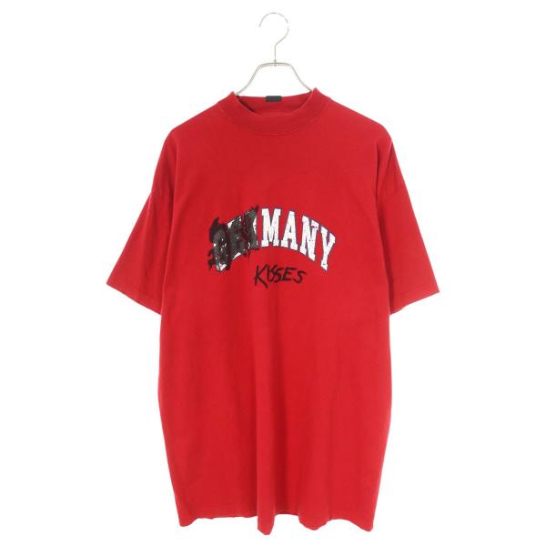バレンシアガ サイズ:2 24SS 739028 TPVE2 KISSESレタープリントオーバーサイズTシャツ 中古 BS55 BALENCIAGA（バレンシアガ） サイズ:2 24SS 739028 TPVE2 KISSESレター