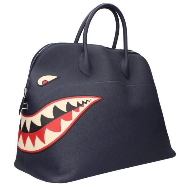 エルメス サイズ:45  ボリード45 シャーク X刻印 SV金具 ブルーニュイ トゴ レザーハンドバッグ 中古 SB01 HERMES（エルメス） サイズ:45 ボリード45 シャーク X刻印 SV金具