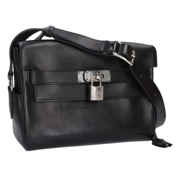 エルメス HERMES メッセンジャーアトラージュ U刻印 ブラック×シルバー金具 エヴァ―グレイン レディース ショルダーバッグ エルメス HERMES メッセンジャーアトラージュ U刻印 ブラック×シルバー