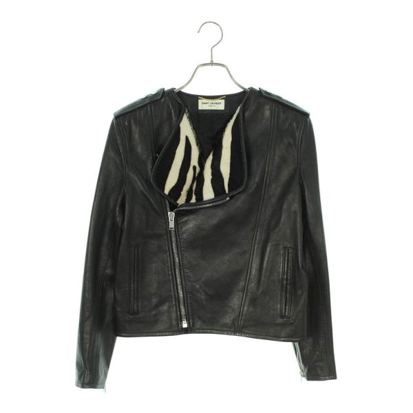 SAINT LAURENT サンローランパリ レザージャケット ゼブラ柄切り替え  