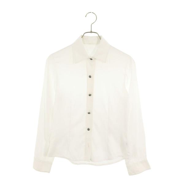 クロムハーツ サイズ:M クロスボールボタンコットン長袖シャツ 中古 SS07 CHROME HEARTS（クロムハーツ） サイズ:M クロスボールボタンコットン