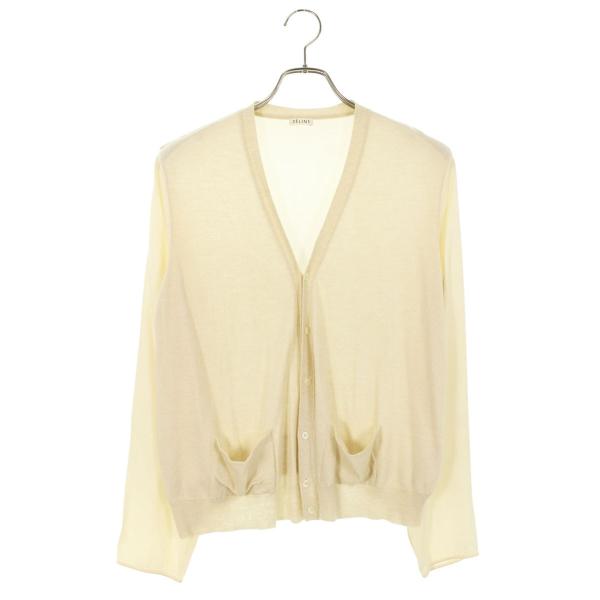 セリーヌ サイズ:M  2 5O99 2660 シルク切替カシミアコットンニットカーディガン 中古 BS99 CELINE（セリーヌ） サイズ:M 2 5O99 2660 シルク切替カシミアコットン