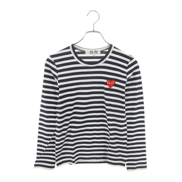プレイコムデギャルソン  AZ-T009 AD2003ハートワッペンボーダー長袖カットソー レディース S PLAY COMME des GARCONS プレイコムデギャルソン サイズ:S AZ-T009