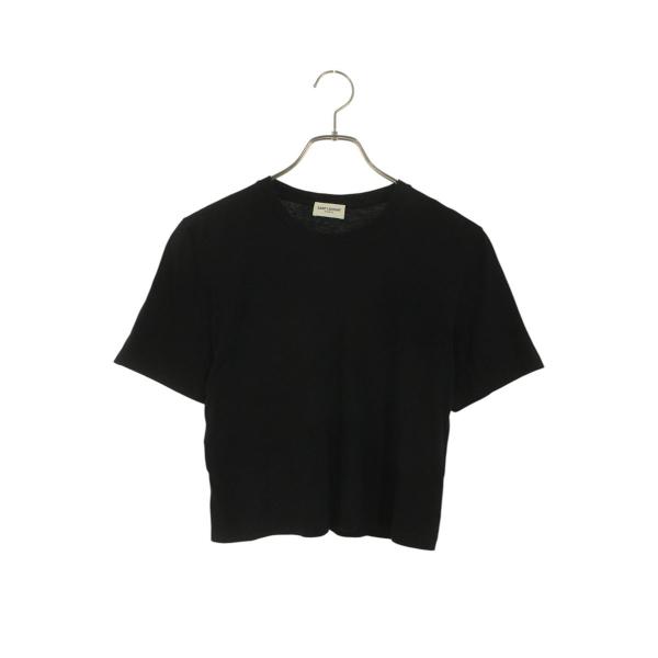 サンローランパリ サイズ:L 693298 Y2ZJ2 ロゴエンブロイダリークロップドTシャツ 中古 BS55 SAINT LAURENT サンローランパリ サイズ:L 693298 Y2ZJ2 ロゴエン