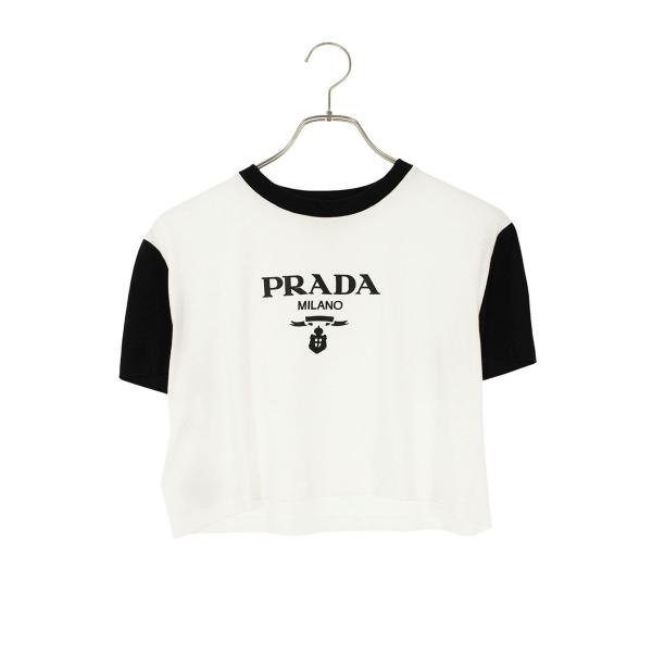 プラダ サイズ:XS  3538B S232 11CD ロゴプリント クロップドTシャツ 中古 BS99 PRADA（プラダ） サイズ:XS 3538B S232 11CD ロゴプリント クロップドT