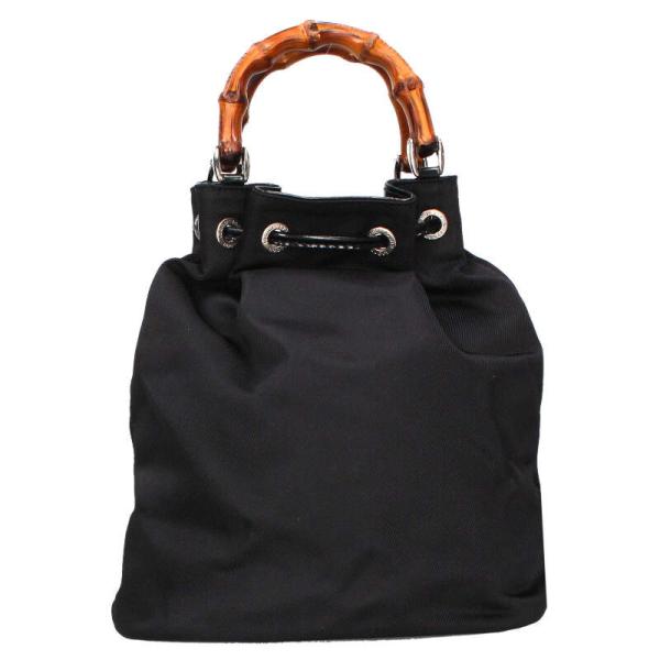 グッチ  バンブーハンドルナイロン巾着ショルダーバッグ 中古 BS99 GUCCI（グッチ） バンブーハンドルナイロン巾着ショルダーバッグ 中古
