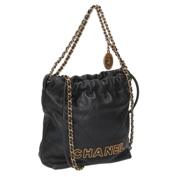 シャネル  シャネル22ミニ カットアウトロゴキャビアスキンチェーンレザーショルダーバッグ レディース MINI CHANEL（シャネル） ショルダーバッグ サイズ:MINI22ミニ カットアウト
