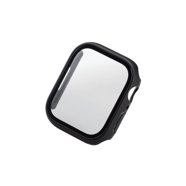 エレコム Apple Watch 45mm用フルカバーケース プレミアムゴリラガラス 高透明 ブラック AW-22AFCGOBK