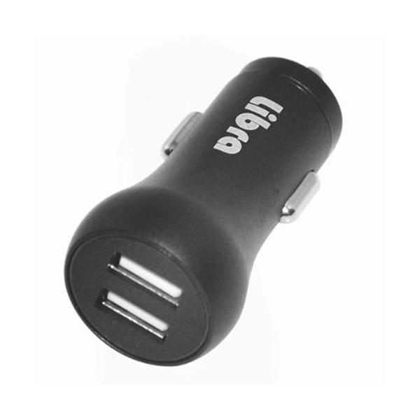 〔5セット〕 Libra USB2ポートカーチャージャー ブラック 2.4A出力 車載用DC-USB充電器 LBR-AD2CAR24X5