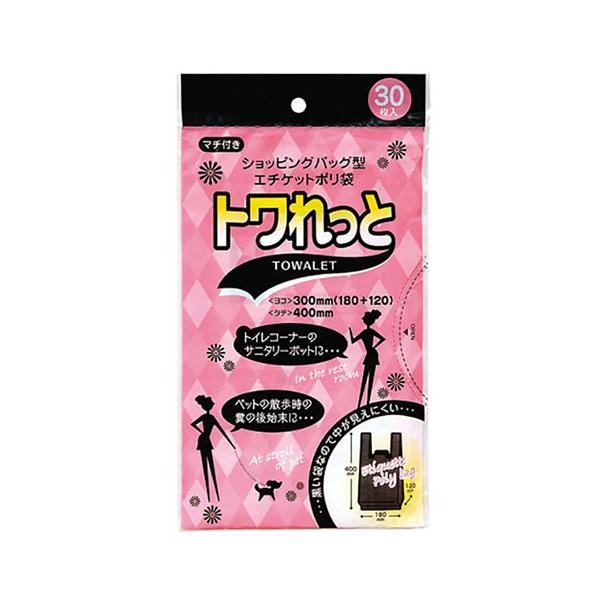 〔10セット〕 ジャパックス トワレット サニタリー用黒色 手付き袋 30枚入 ブラック SN-06X10