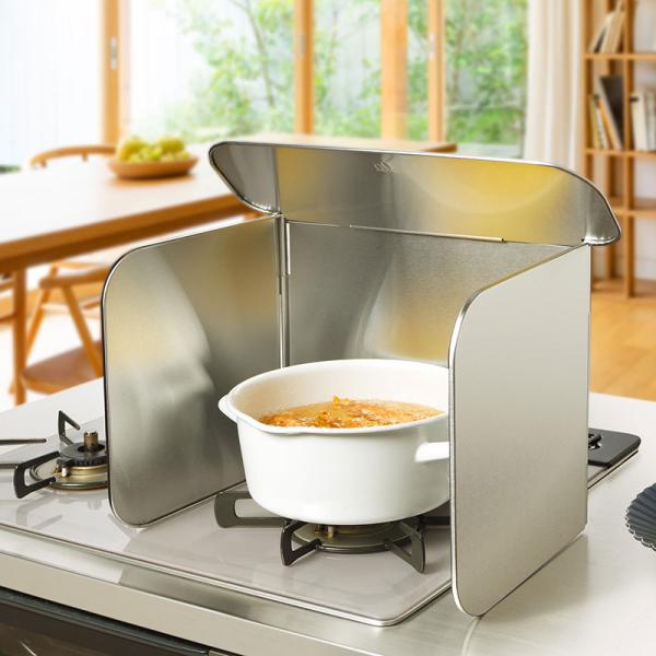 油はねガード【新品未開封品】 コンパクト4面レンジガード 油はね防止 ステンレス製 コンロ用