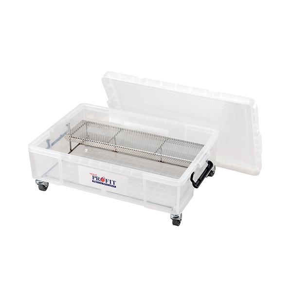 ワックスをモップに浸透させるためのタンク。専用の網で液体を切ることができ、均一に塗布することを実現。キャスター付きの為広い現場では移動も簡単にでき、床面に少量づつ液体を垂らす作業も削減し効率もアップ。業務用タンク ワックス用タンク 床用ワッ...