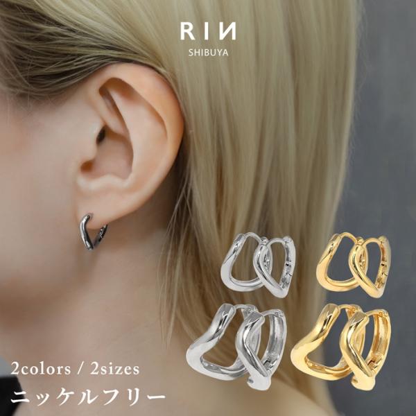 凛 RIN ピアス フープ 18金 レディース 18Kコーティング ワンタッチ