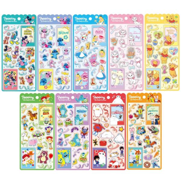 ディズニー ポッピングフォトシール 1シート シール ステッカー 立体 デコ キャラクター かわいい 正規品