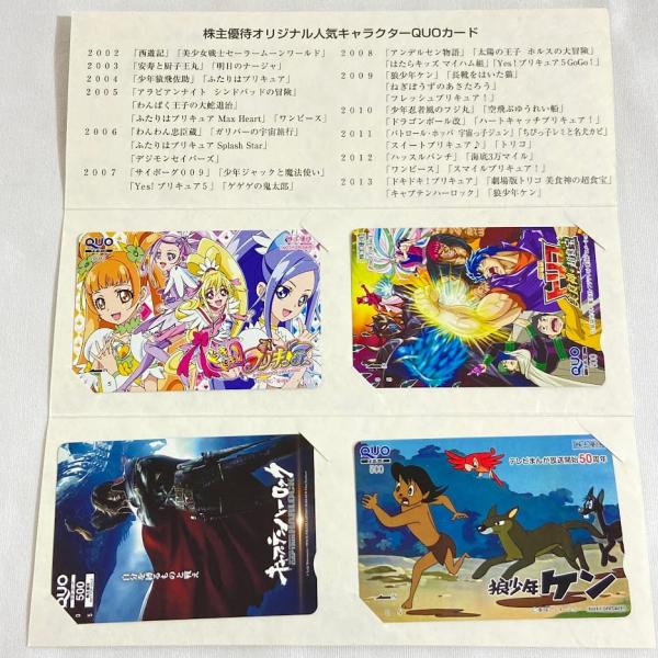 Quoカード 東映アニメーション株式会社 株主優待 2013