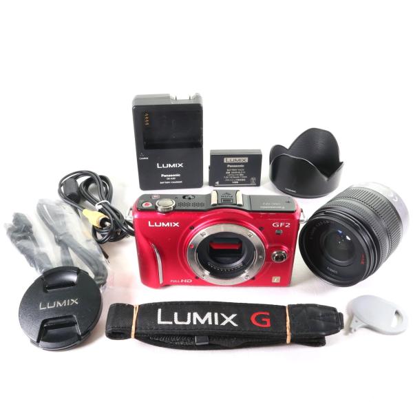 中古】 Panasonic LUMIX DMC-GF2 レンズキット レッド パナソニック