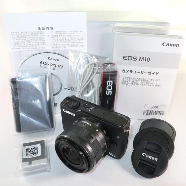 中古】新品級 CANON EOS M10 レンズキット ブラック キャノン ミラー