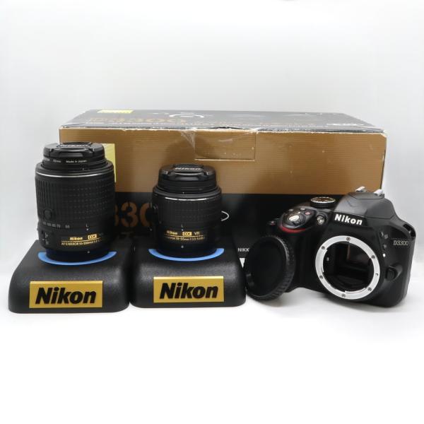 《美品 S数5500のみ》 デジタル一眼レフカメラ NIKON D3300 ダブルズームキット2 ニコン ブラック k3150