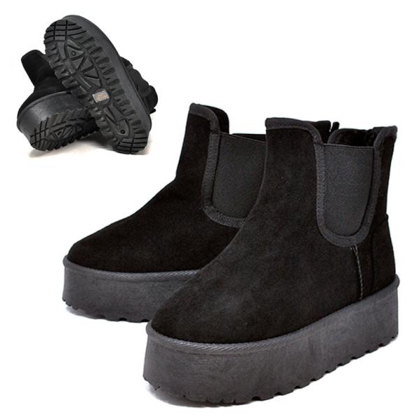レディース 厚底 プラットフォーム サイドゴア ムートンブーツ