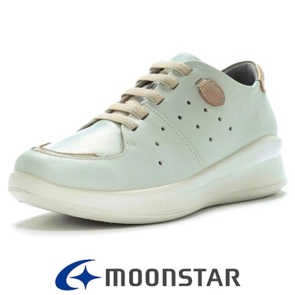 ムーンスター スポルス レディース 2000 ミント 本革 ゴム紐