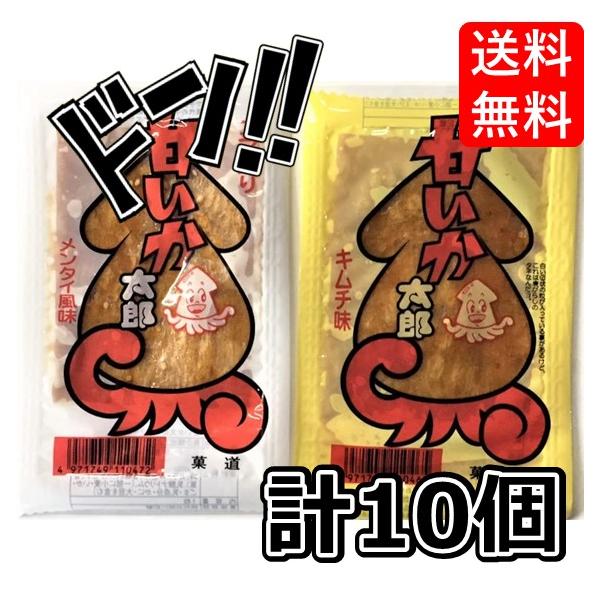 送料無料 500円ポッキリ 菓道 甘いか メンタイ＆キムチ味 2種アソート 10個入 ポイント消化 箱買い レシピ コンビニ 爆買