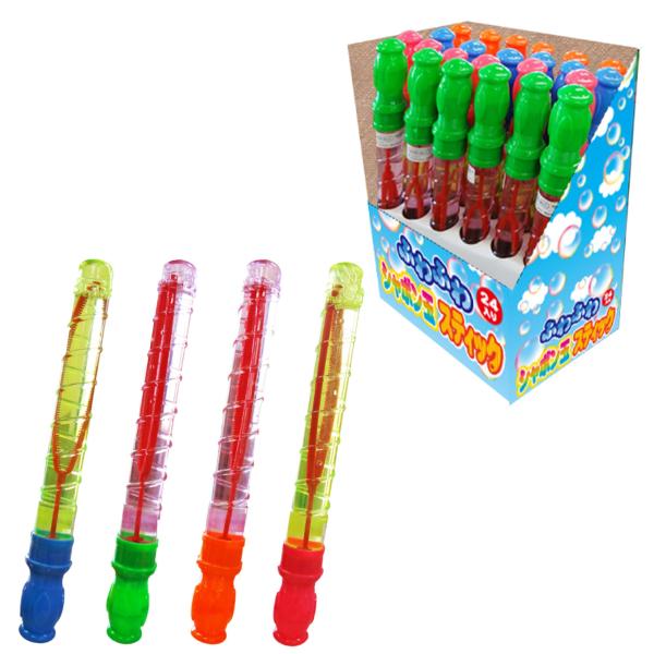 しゃぼん玉 ふわふわ シャボン玉 スティック 24本セット BOX入り (大