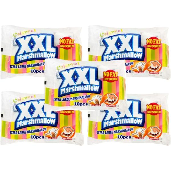 XXL マシュマロ カラフル 5袋 焼きマシュマロ MARSHMALLOW 串 BIG メガ
