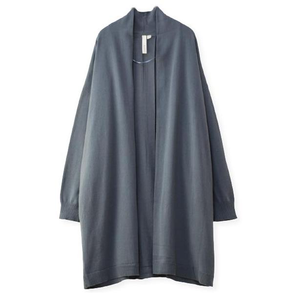 (SALE30)綿100％ 12G強撚オーガニックコットン バックタック長袖 ロング 丈トッパー ニットカーディガン(エコ包装)(cd)(rc)