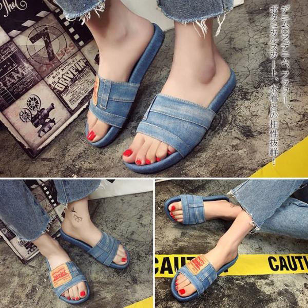 デニムサンダル 歩きやすい スリッパ 疲れにくい サンダル ローヒール 美脚 ビーチサンダル 可愛い 2色 レディース Buyee 日本代购平台 产品购物网站大全 Buyee一站式代购 Bot Online