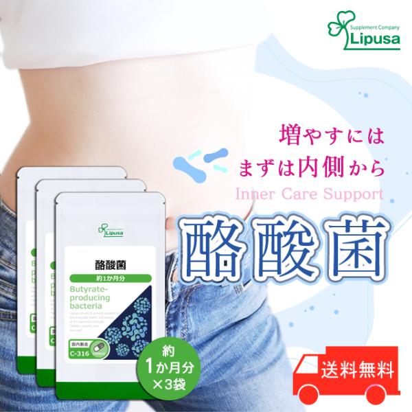 酪酸菌 約1か月分×3袋 C-316-3 (30カプセル×3袋) サプリ 健康