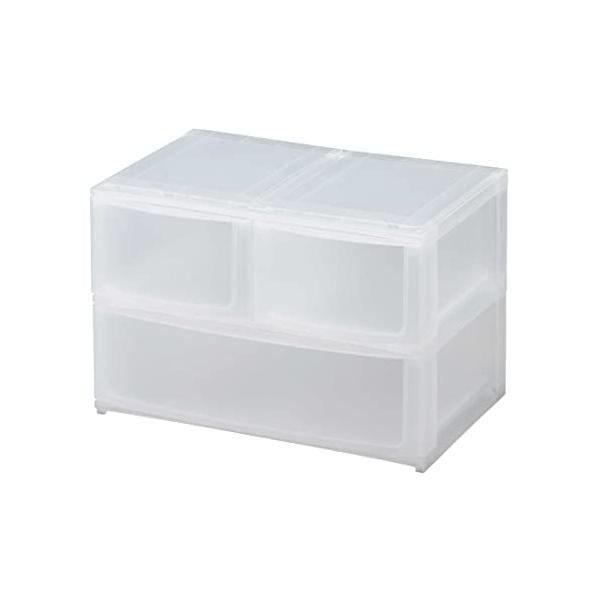 深2段(引出し3個)クリア/奥行26.5cm x 幅39cm x 高さ26.5cm (引き出し数 2)/NpdW-BCL・PatternName:ワイドStyle:深2段(引出し3個)Color:クリア・パッケージ個数:1・カラーボックス対...