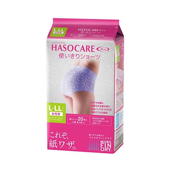 使いきり ショーツ 20枚入 女性用 L~LLサイズ 全5柄×各4枚 HASO CARE
