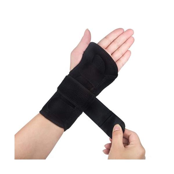 手首 サポーター 手首 固定 通気サポーター 手首保護 捻挫 手根管症候群 腱鞘炎 骨折 サポーター 軽量２つアルミ製プレート 調節可能 フリー