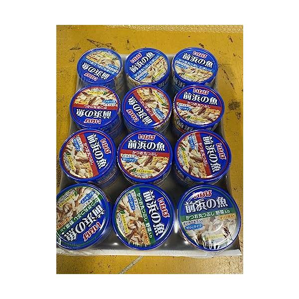 いなば 前浜の魚 アソートパック(かつお丸つぶし、かつお丸つぶし野菜入り、かつお丸つぶしにぼし入り)115g×24缶 キャットフード かつお丸つ